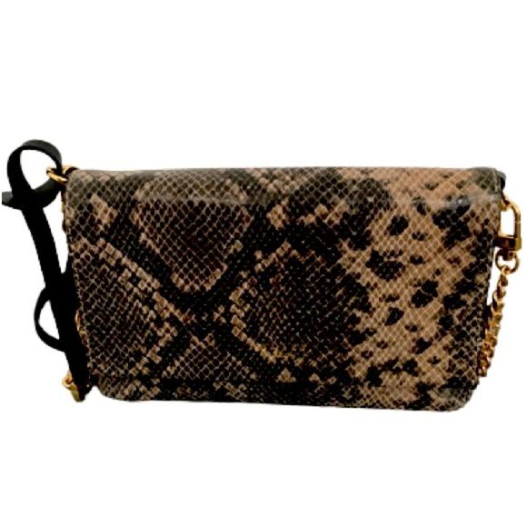 Radley London Lexington Small Flapover Snake Print Chain Leather Crossbody NWT - Picture 1 of 14